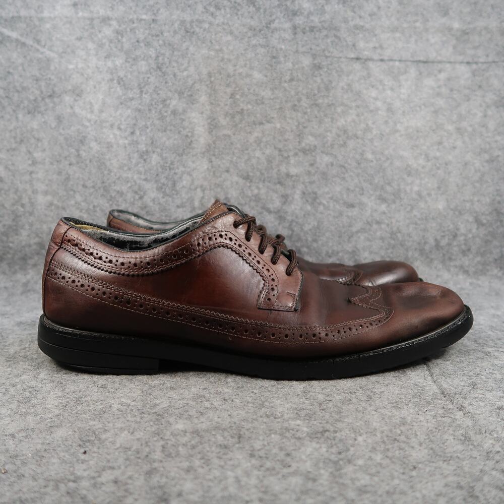 Rockport Shoes Men 11.5 Oxford Derby Wingtip Brown Leather Lace Up Classic Dress